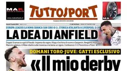 PRIMA PAGINA TUTTOSPORT OGGI: “La Roma sbanca San Siro, storica Atalanta a Liverpool”