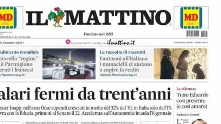 LA PRIMA PAGINA DE IL MATTINO: “Maradona-Juliano, due simboli uniti dalle loro diversità” - immagine 1
