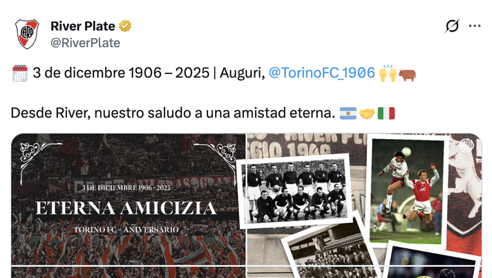 Il River Plate omaggia il Torino nel giorno del compleanno - immagine 1