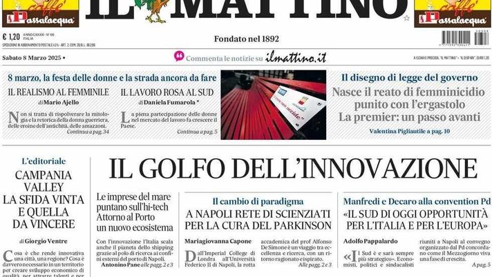prima pagina il mattino oggi