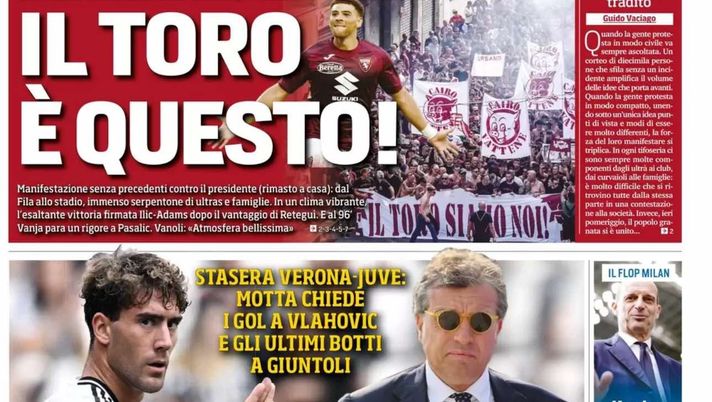 prima pagina tuttosport oggi
