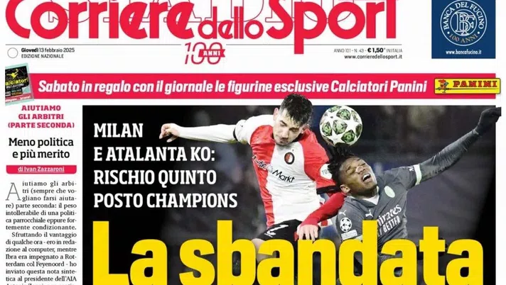 prima pagina corriere dello sport oggi