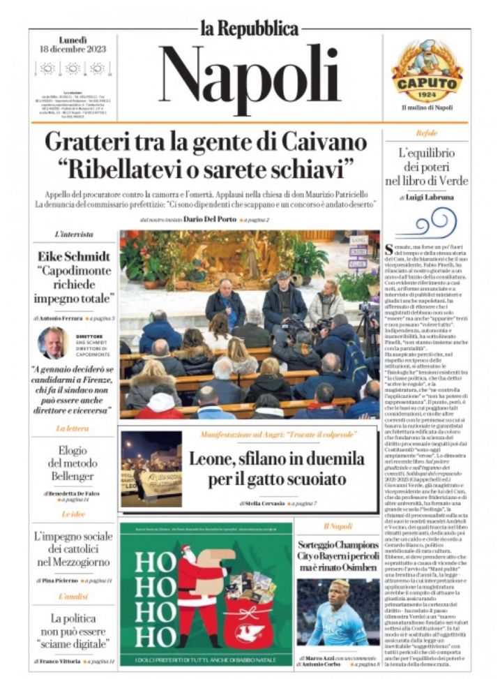 LA PRIMA PAGINA DE LA REPUBBLICA NAPOLI: “Sorteggio Champions, City o Bayern i pericoli”- immagine 2