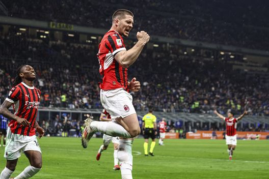 Luka Jovic festeggia il gol realizzato contro l'Inter in semifinale di Coppa Italia. (Foto di Giuseppe Cottini/AC Milan via Getty Images)