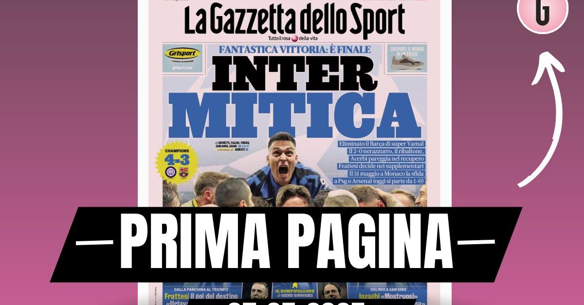 Prima pagina da Pianetamilan.it prima pagina gazzetta dello sport inter mitica fantastica vittoria
