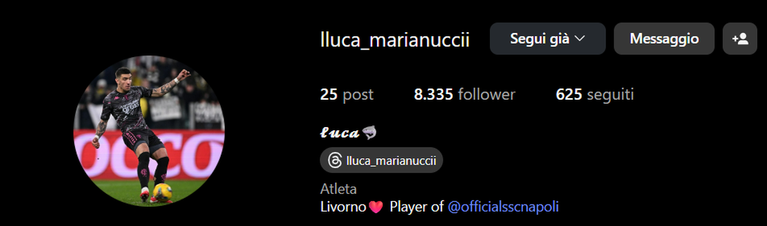 FOTO Marianucci è del Napoli, il difensore ha già cambiato la bio sui social- immagine 2