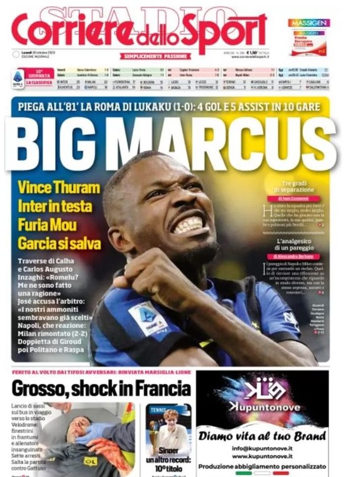 EDICOLA / CdS: Big Marcus. Vince Thuram. Inter in testa. Furia Mourinho - immagine 1