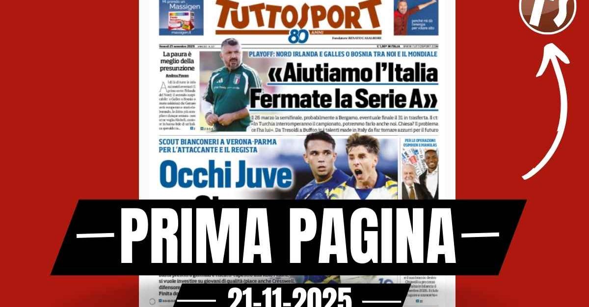 Prima pagina Tuttosport, NBA Europe: “Con noi Milan, Real, Barcellona, City e PSG”