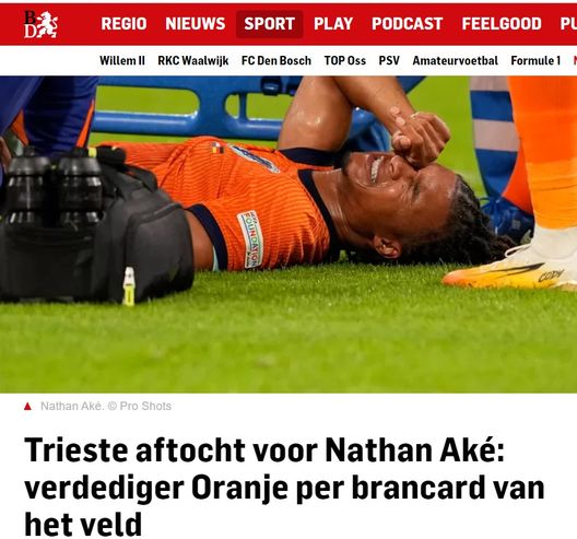 L'infortunio di Aké raccontato sul sito olandese bd.nl Olanda-Germania, Aké esce in barella. Il City dovrà valutarlo in vista dell’Inter- immagine 2