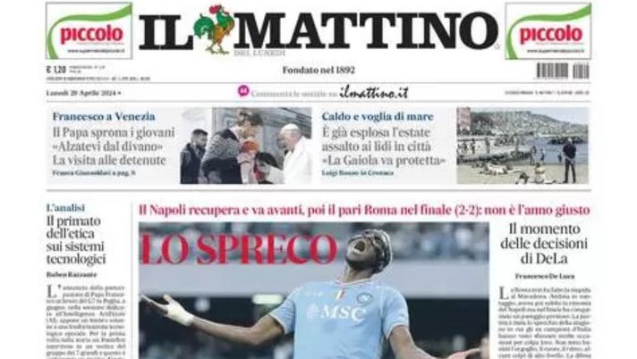 prima pagina il mattino oggi