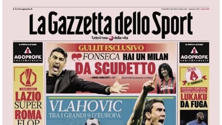 PRIMA PAGINA GAZZETTA DELLO SPORT OGGI: “Lukaku da fuga, niente Belgio” - immagine 1