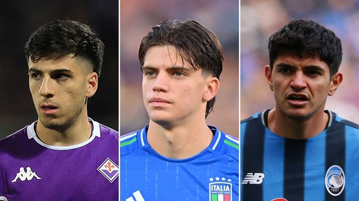 Parisi, Palestra e Bellanova con le maglie di Fiorentina, Italia e Atalanta