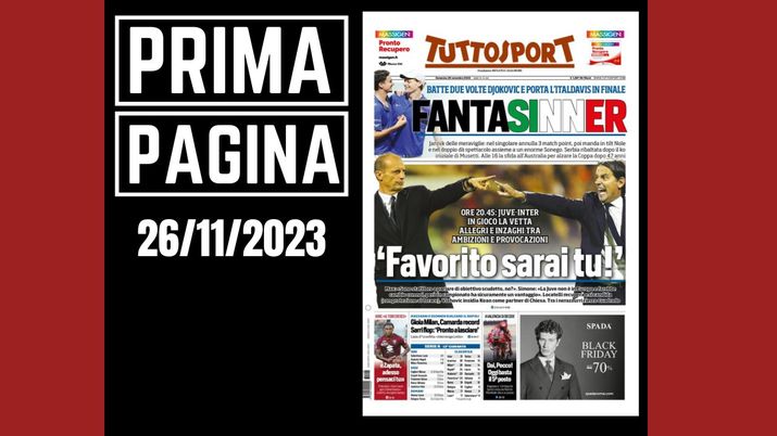 Prima pagina Tuttosport: 'Favorito sarai tu'