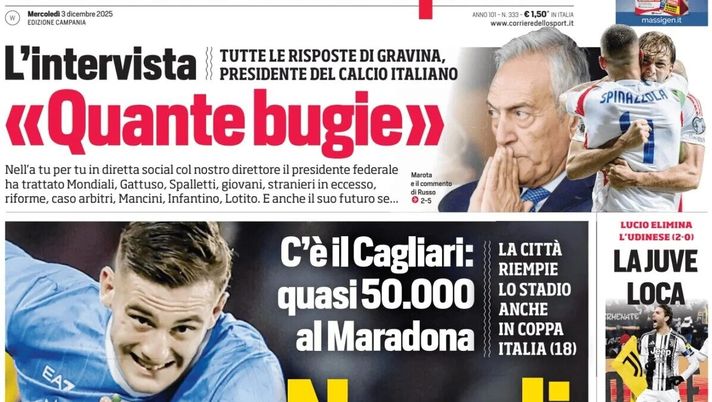 Il Napoli sui media: le prime pagine dei quotidiani di oggi- immagine 1