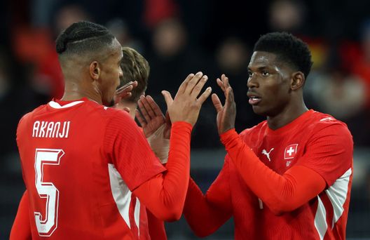 BASEL, SWITZERLAND - MARCH 27: Breel Embolo of Switzerland celebrates scoring his team's second goal with teammate Manuel Akanji during the international friendly match between Switzerland and Germany at St. Jakob-Park on March 27, 2026 in Basel, Switzerland. (Photo by Alexander Hassenstein/Getty Images) Svizzera, Akanji: “Rigore disastroso, violata regola d’oro. Al ct ho detto…”- immagine 2