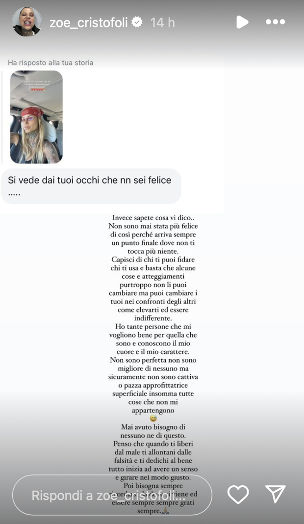 Un follower a Zoe Cristofoli: “Si vede che non sei felice”. Lei replica così- immagine 2