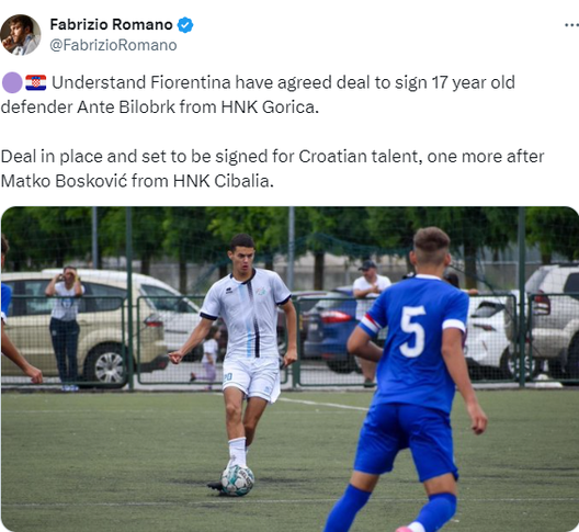 Romano: “Un altro talento croato per la Fiorentina, accordo raggiunto”- immagine 2