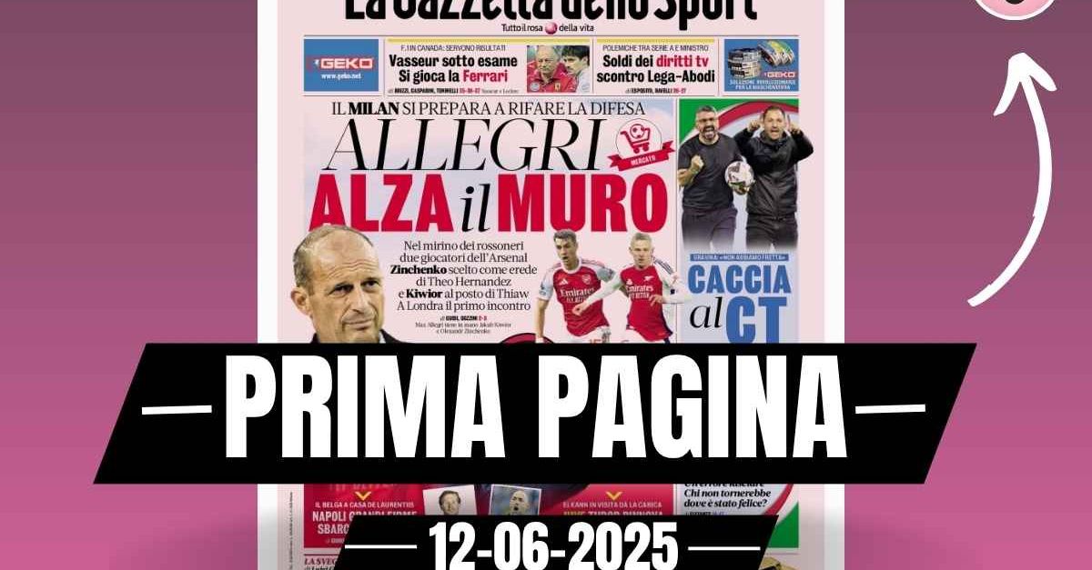 Prima pagina Gazzetta dello Sport: “Milan, Allegri alza il muro” Prima pagina Gazzetta dello Sport: “Milan, Allegri alza il muro”