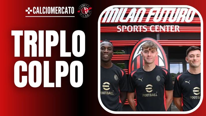 Gabriele Minotti, Mattia Sandri e Mbarick Fall, tre colpi di calciomercato per il Milan Futuro (credits: acmilan.com)