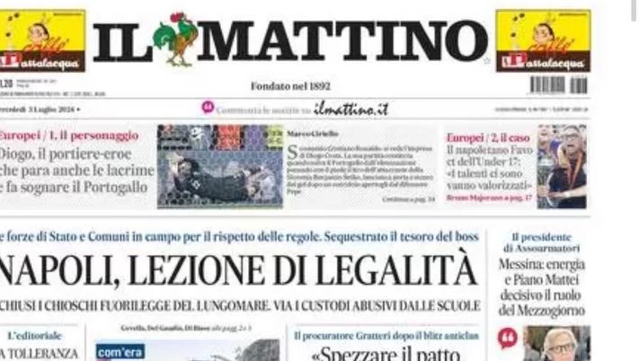 PRIMA PAGINA IL MATTINO OGGI: “Il ct dell’Under 17: I talenti ci sono, vanno valorizzati” prima pagina il mattino oggi