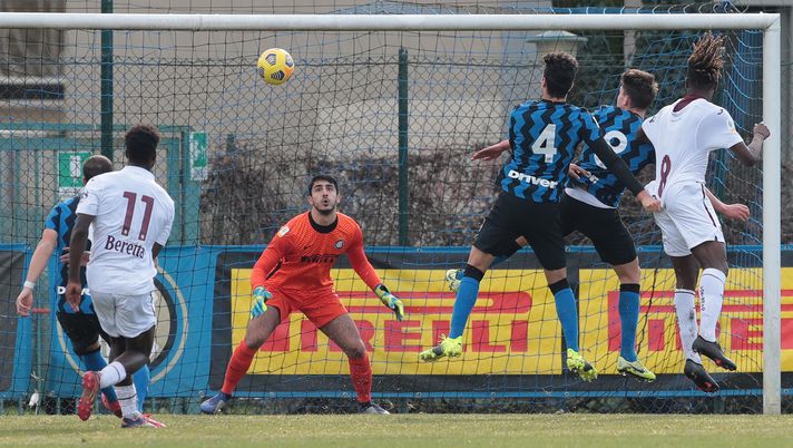 MILAN, ITALY - JANUARY 23: Ibrahim Karamoko scores his goal during the Primavera 1 TIM match between FC Internazionale U19 and Torino FC U19 at Suning Youth Development Centre in memory of Giacinto Facchetti on January 23, 2021 in Milan, Italy. (Photo by Emilio Andreoli - Inter/Inter via Getty Images) Primavera, Inter-Torino 1-1: un pareggio sofferto per i granata - immagine 1