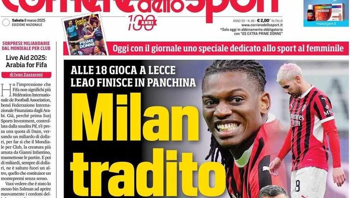 prima pagina corriere dello sport oggi
