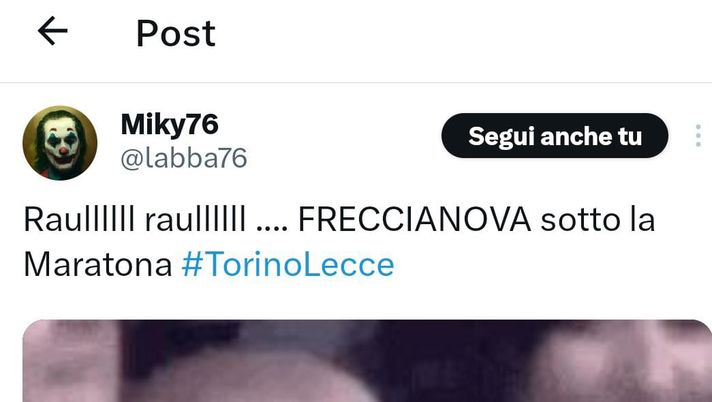 Torino-Lecce 2-0, le reazioni social: “Freccianova sotto la Maratona” Torino-Lecce 2-0, le reazioni social: “Freccianova sotto la Maratona” - immagine 1