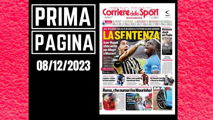 Prima pagina Corriere dello Sport: 'Juventus-Napoli la sentenza'