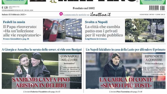 prima pagina il mattino oggi
